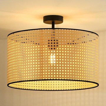 Duolla - Plafonski luster ROLLER RATTAN 1xE27/15W/230V prečnik 45 cm bež/crna