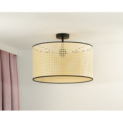 Duolla - Plafonski luster ROLLER RATTAN 1xE27/15W/230V prečnik 45 cm bež/crna