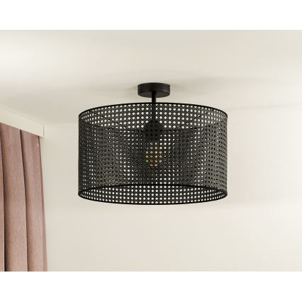 Duolla - Plafonski luster ROLLER RATTAN 1xE27/15W/230V prečnik 45 cm crna