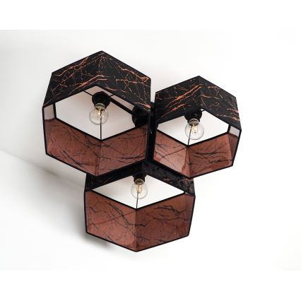 Duolla - Plafonski luster ROLLER TRIO HEX 3xE27/15W/230V crna/bakrena