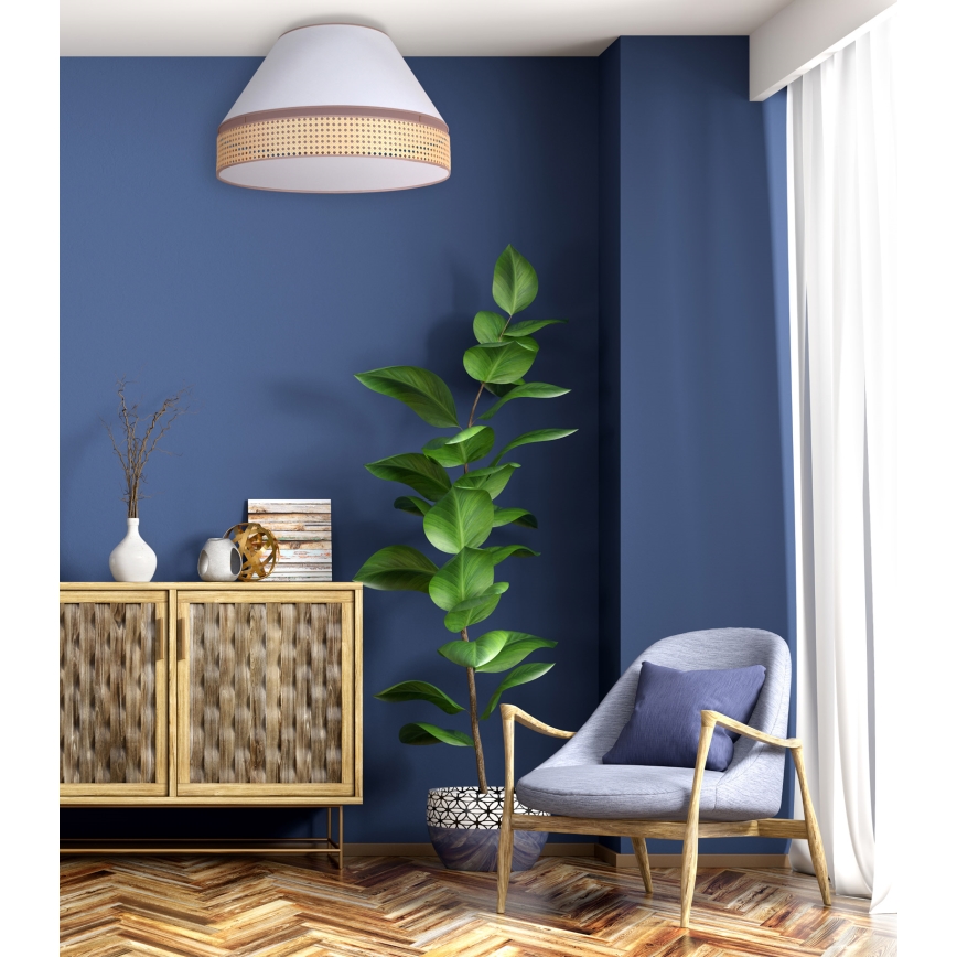 Duolla - Plafonsko svetlo AVIGNON 1xE27/15W/230V prečnik 50 cm bela/ratan