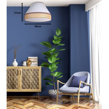 Duolla - Plafonsko svetlo AVIGNON 1xE27/15W/230V prečnik 50 cm bela/ratan