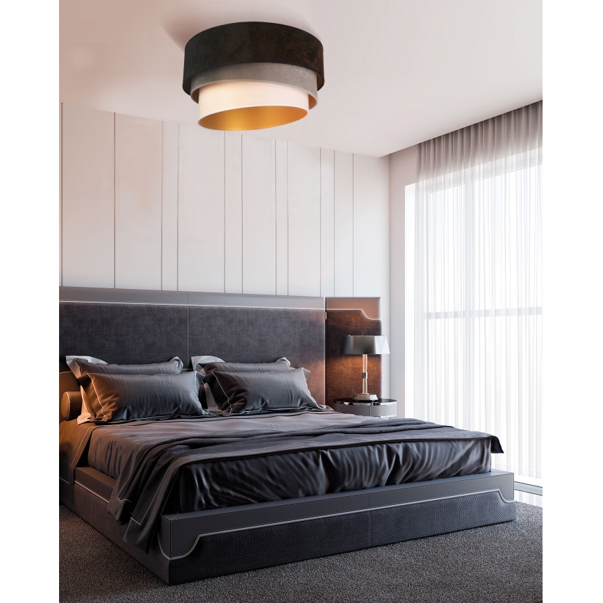 Duolla - Plafonsko svetlo DEVON 1xE27/40W/230V, prečnik 45 cm, crna/siva/bež