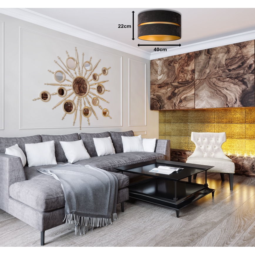 Duolla - Plafonsko svetlo DUO 1xE27/40W/230V prečnik 40 cm crna/zlatna