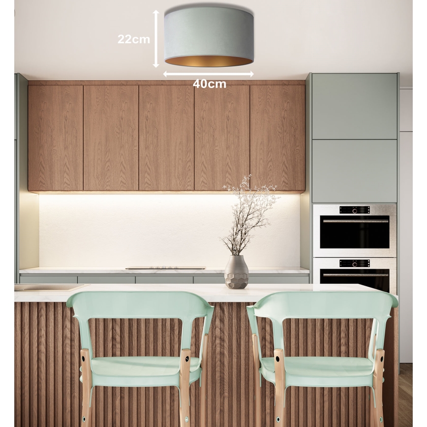 Duolla - Plafonsko svetlo ROLLER 1xE27/15W/230V prečnik 40 cm svetlo zeleno/zlatno