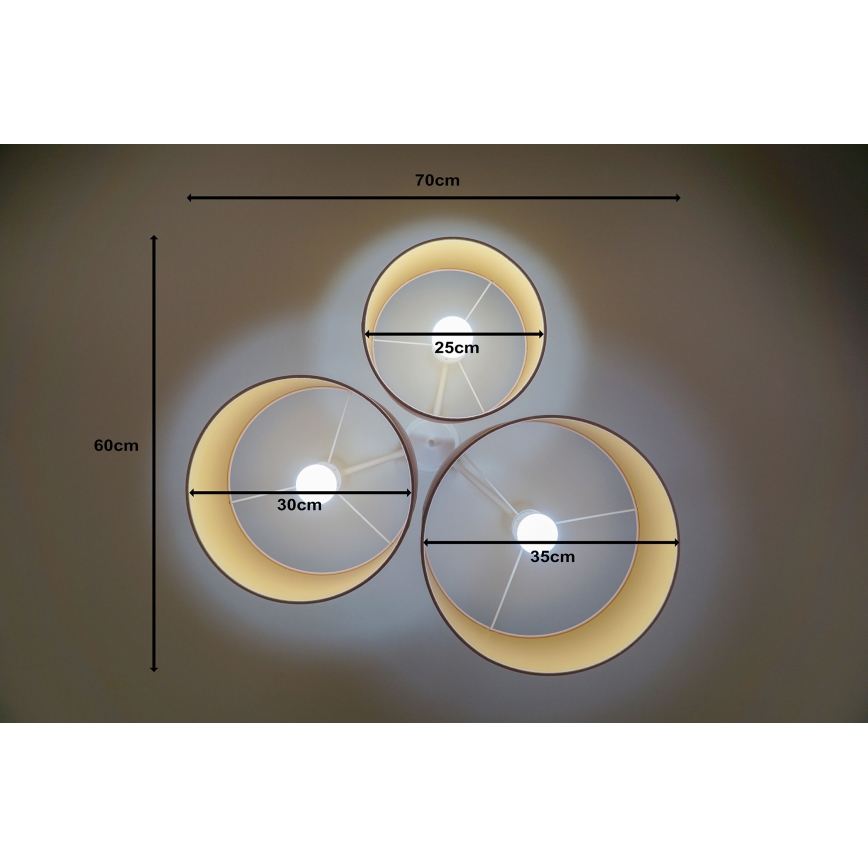 Duolla - Plafonsko svetlo ROLLER TRIO 3xE27/60W/230V ružičasto