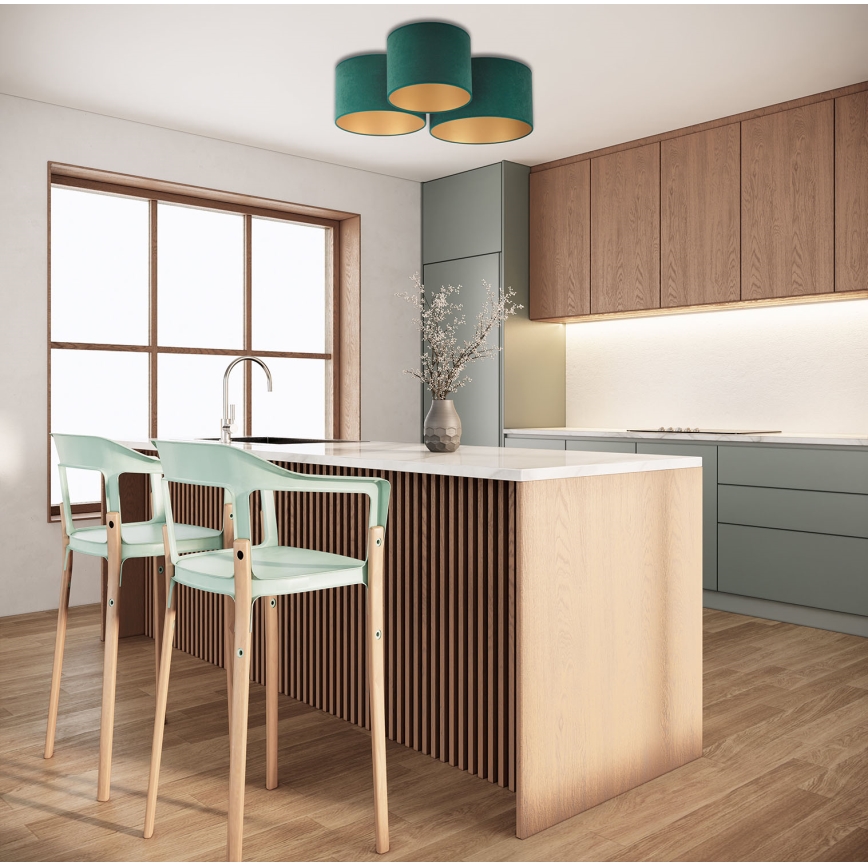 Duolla - Plafonsko svetlo ROLLER TRIO 3xE27/60W/230V zeleno/zlatno