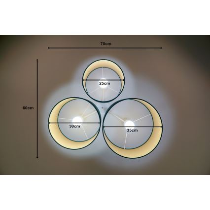 Duolla - Plafonsko svetlo ROLLER TRIO 3xE27/60W/230V zeleno/zlatno