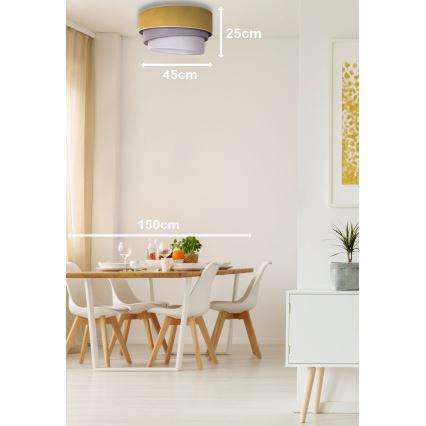 Duolla - Plafonsko svetlo TRIO 1xE27/15W/230V, prečnik 45 cm žuta/siva/bela