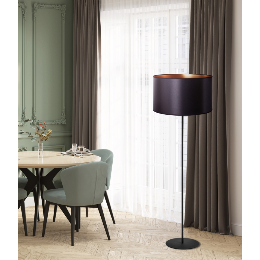 Duolla - Podna lampa CANNES 1xE27/15W/230V pr. 45 cm crno/bakrena
