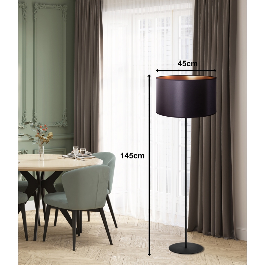Duolla - Podna lampa CANNES 1xE27/15W/230V pr. 45 cm crno/bakrena