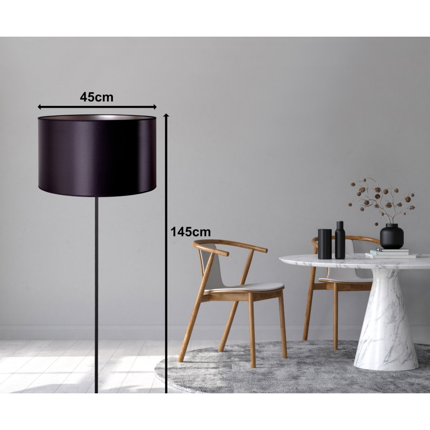 Duolla - Podna lampa CANNES 1xE27/15W/230V pr. 45 cm crno/srebrno