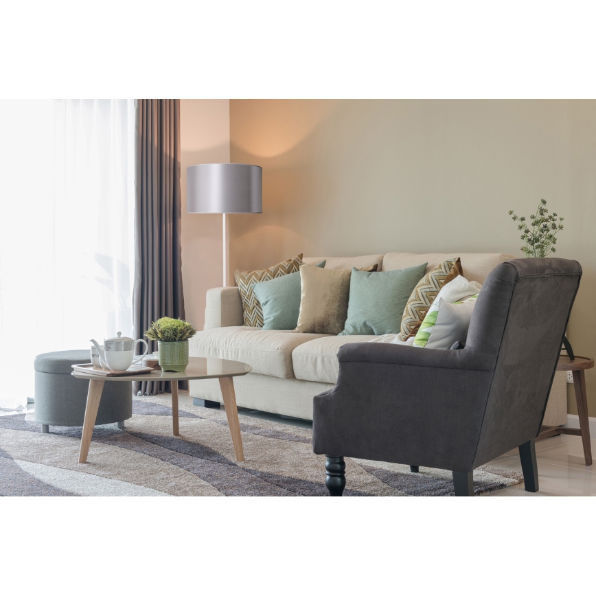 Duolla - Podna lampa CANNES 1xE27/15W/230V pr. 45 cm srebrno/bela