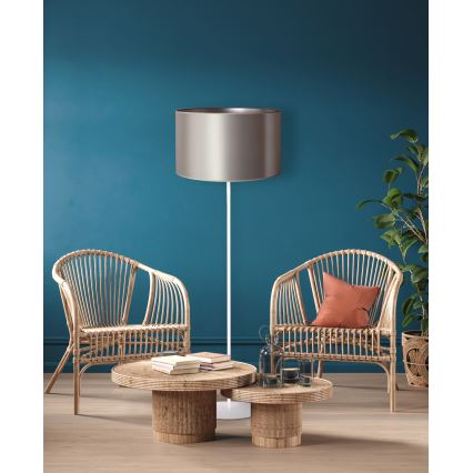 Duolla - Podna lampa CANNES 1xE27/15W/230V pr. 45 cm srebrno/bela