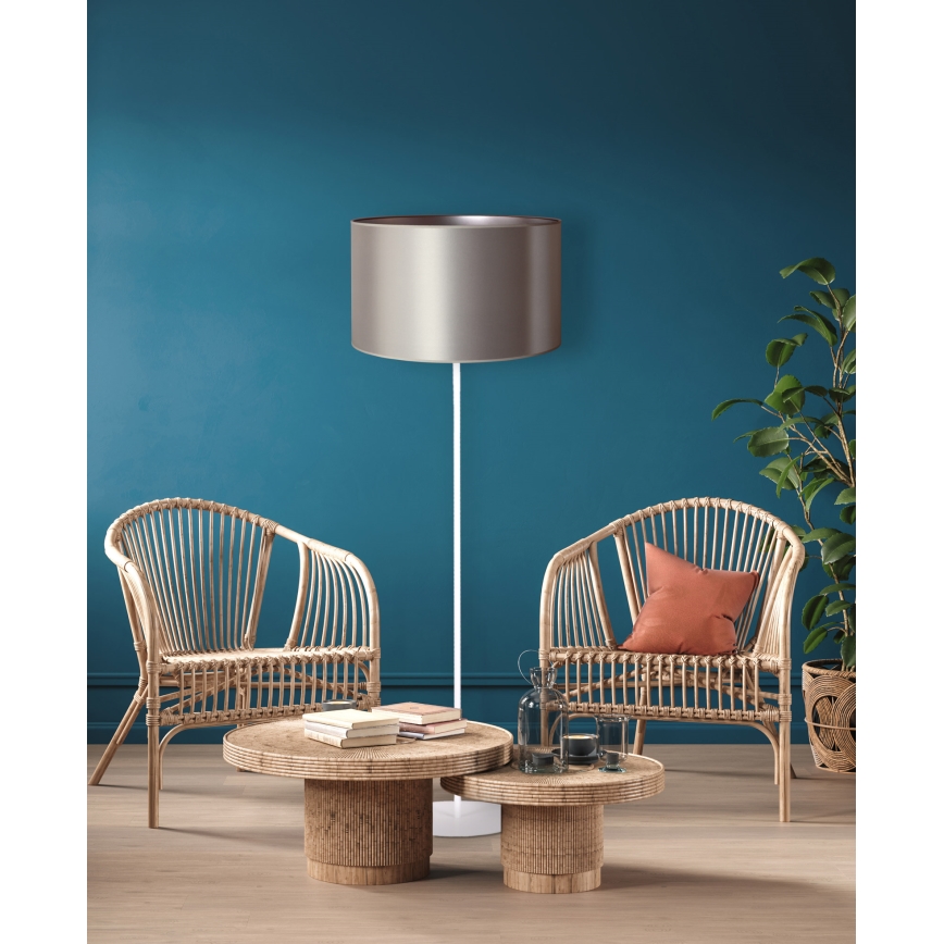 Duolla - Podna lampa CANNES 1xE27/15W/230V pr. 45 cm srebrno/bela