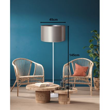 Duolla - Podna lampa CANNES 1xE27/15W/230V prečnik 45 cm srebrna/bela
