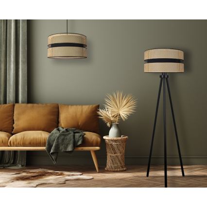 Duolla - Podna lampa DUO 1xE27/15W/230V pr. 40 cm ratan/crno