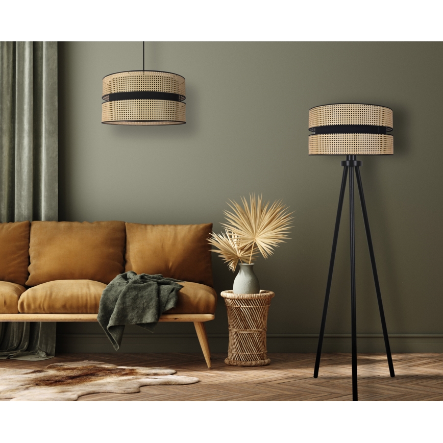 Duolla - Podna lampa DUO 1xE27/15W/230V pr. 40 cm ratan/crno