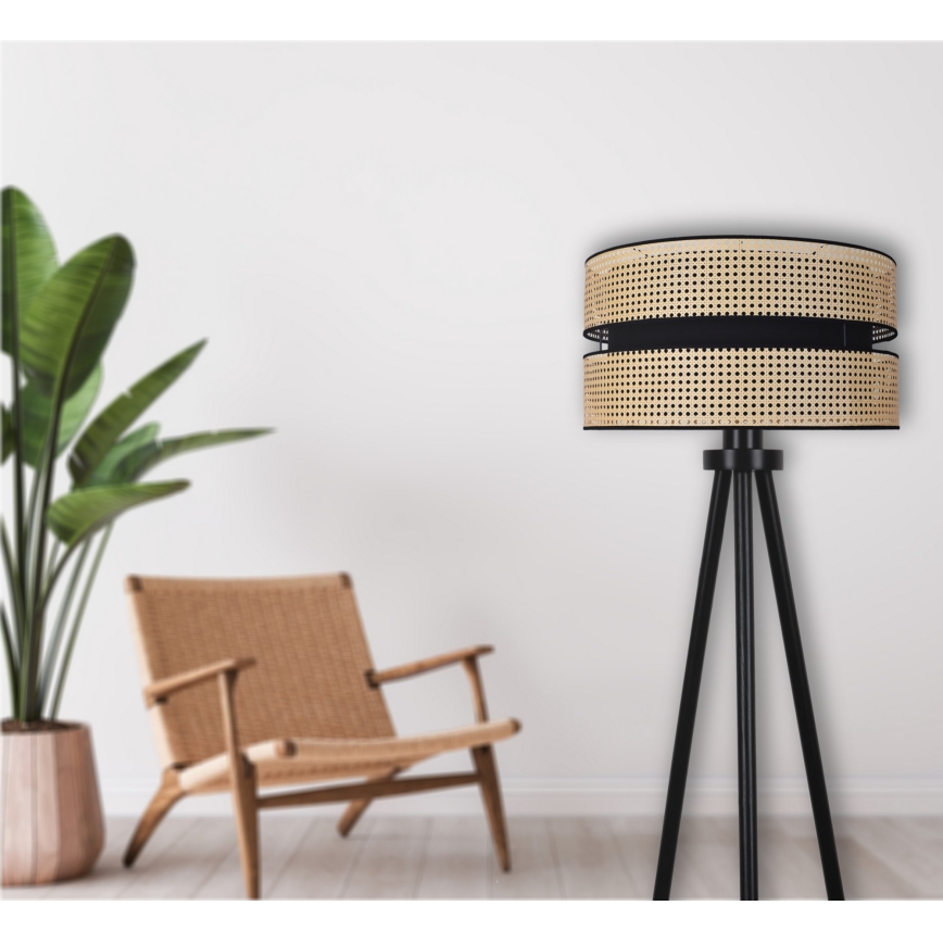 Duolla - Podna lampa DUO 1xE27/15W/230V prečnik 40 cm ratan/crna