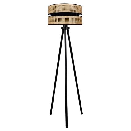 Duolla - Podna lampa DUO 1xE27/15W/230V prečnik 40 cm ratan/crna