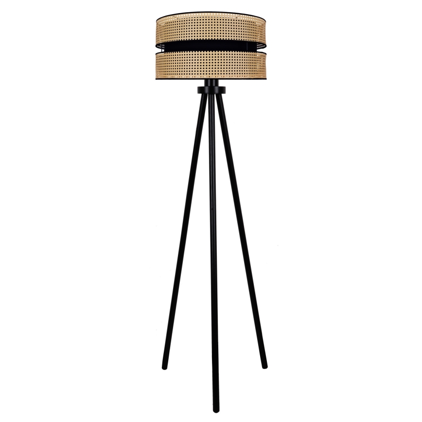 Duolla - Podna lampa DUO 1xE27/15W/230V prečnik 40 cm ratan/crna