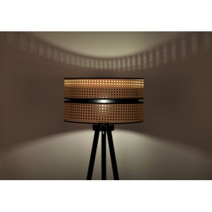 Duolla - Podna lampa DUO 1xE27/15W/230V prečnik 40 cm ratan/crna