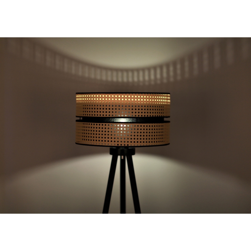 Duolla - Podna lampa DUO 1xE27/15W/230V prečnik 40 cm ratan/crna