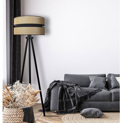 Duolla - Podna lampa DUO 1xE27/15W/230V prečnik 40 cm ratan/crna