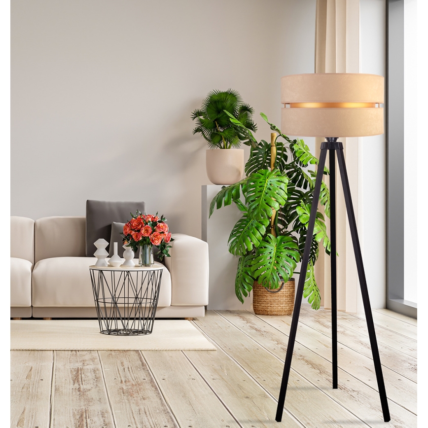 Duolla - Podna lampa DUO 1xE27/60W/230V pr. 44 cm bež/venge
