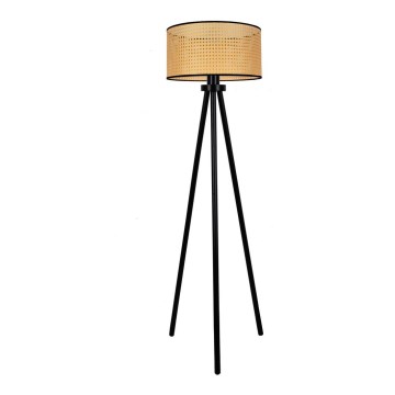 Duolla - Podna lampa ROLLER 1xE27/15W/230V pr. 45 cm ratan/crno