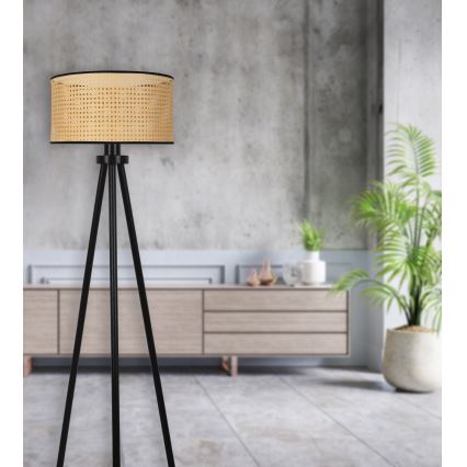 Duolla - Podna lampa ROLLER 1xE27/15W/230V pr. 45 cm ratan/crno
