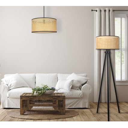 Duolla - Podna lampa ROLLER 1xE27/15W/230V pr. 45 cm ratan/crno