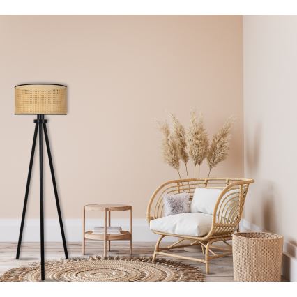 Duolla - Podna lampa ROLLER 1xE27/15W/230V prečnik 45 cm ratan/crna