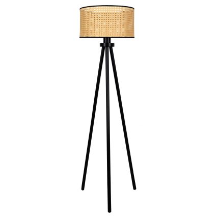 Duolla - Podna lampa ROLLER 1xE27/15W/230V prečnik 45 cm ratan/crna