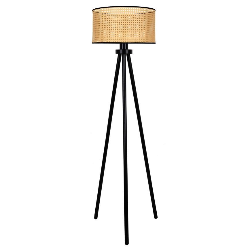 Duolla - Podna lampa ROLLER 1xE27/15W/230V prečnik 45 cm ratan/crna