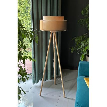Duolla - Podna lampa WOOD BOHO 1xE27/15W/230V pr. 45 cm bakrena/braon/bež