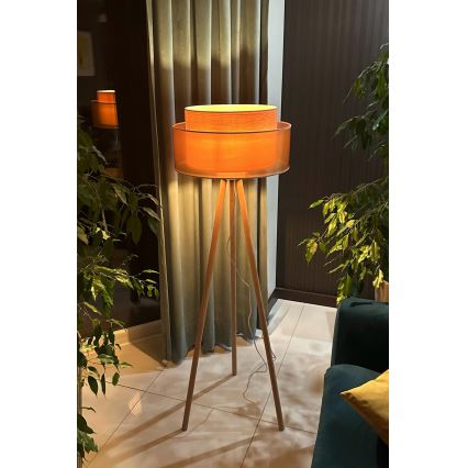 Duolla - Podna lampa WOOD BOHO 1xE27/15W/230V pr. 45 cm bakrena/braon/bež