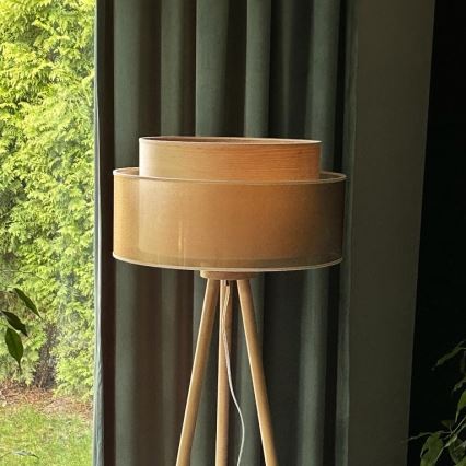 Duolla - Podna lampa WOOD BOHO 1xE27/15W/230V pr. 45 cm bakrena/braon/bež