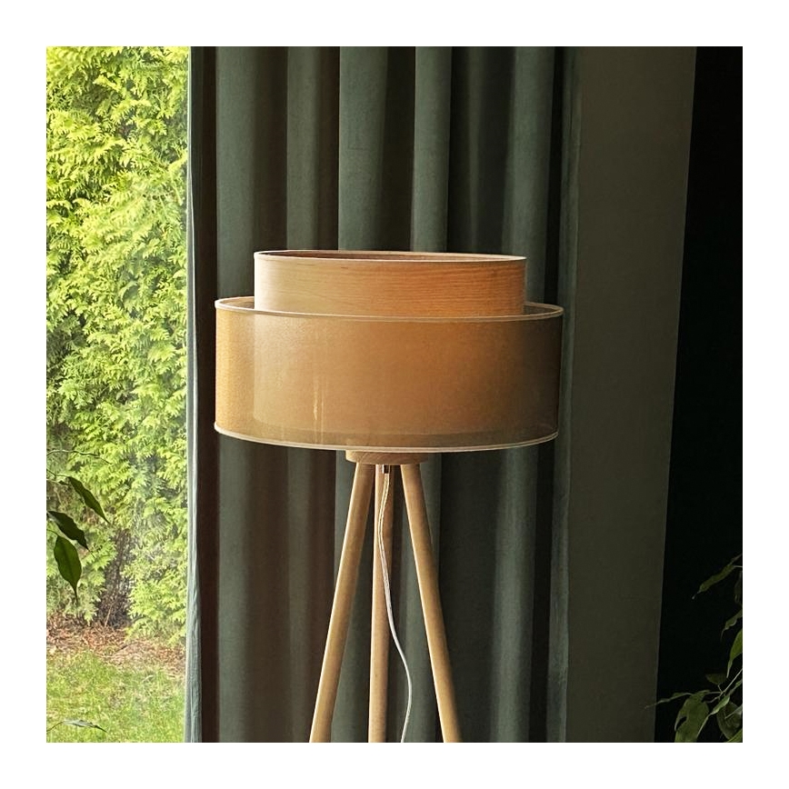 Duolla - Podna lampa WOOD BOHO 1xE27/15W/230V pr. 45 cm bakrena/braon/bež