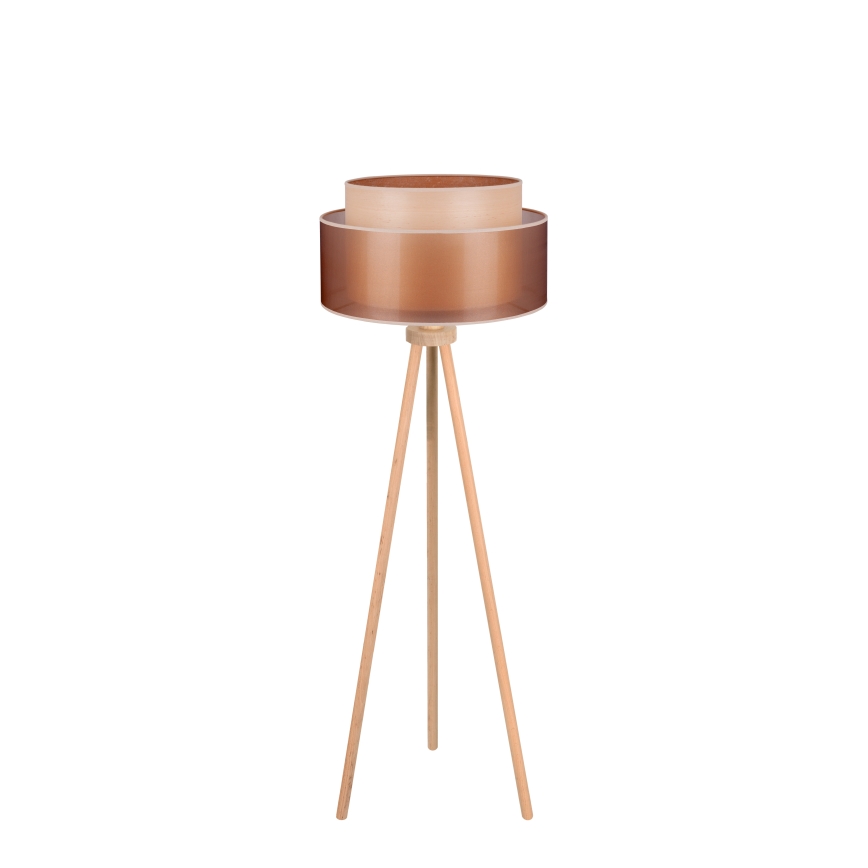 Duolla - Podna lampa WOOD BOHO 1xE27/15W/230V pr. 45 cm bakrena/braon/bež