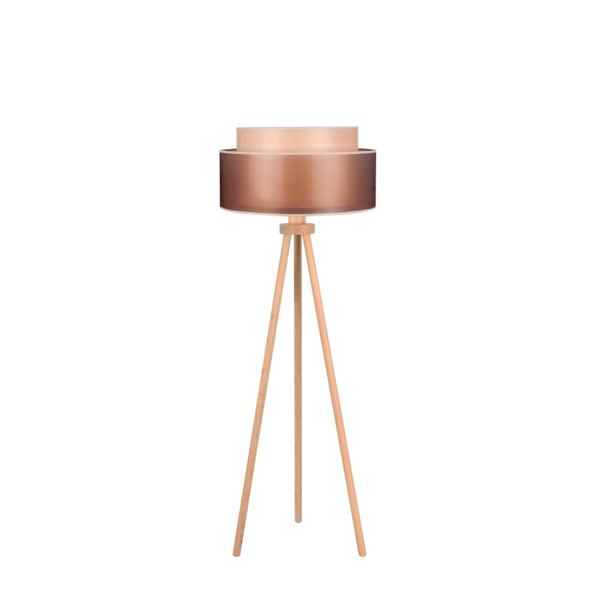 Duolla - Podna lampa WOOD BOHO 1xE27/15W/230V pr. 45 cm bakrena/braon/bež