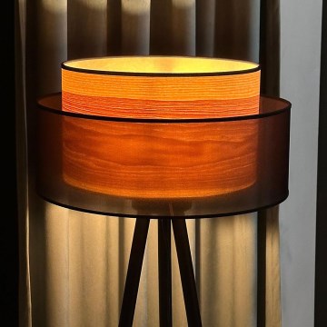 Duolla - Podna lampa WOOD BOHO 1xE27/15W/230V pr. 45 cm crno/bež