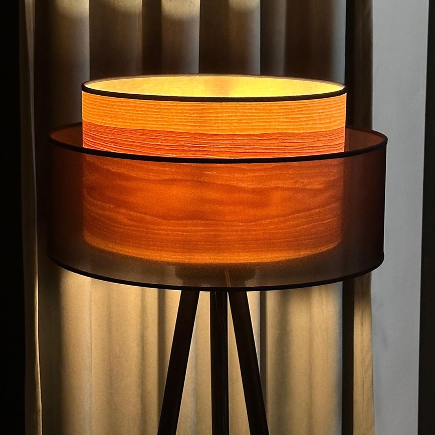 Duolla - Podna lampa WOOD BOHO 1xE27/15W/230V pr. 45 cm crno/bež