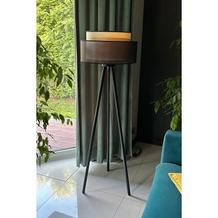 Duolla - Podna lampa WOOD BOHO 1xE27/15W/230V pr. 45 cm crno/bež