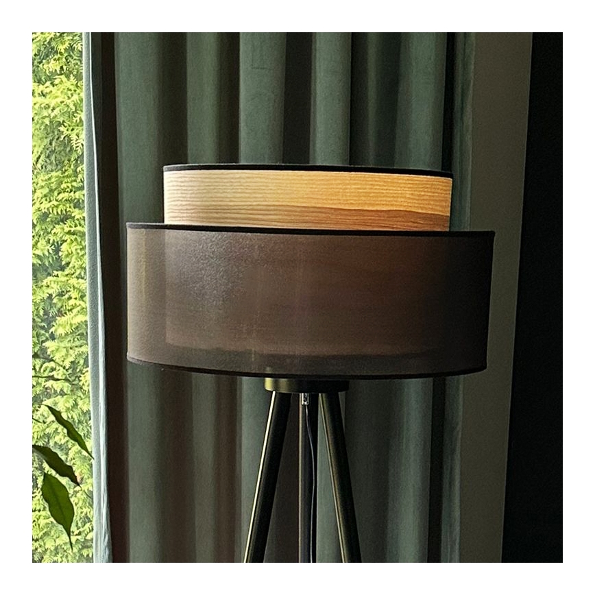 Duolla - Podna lampa WOOD BOHO 1xE27/15W/230V pr. 45 cm crno/bež
