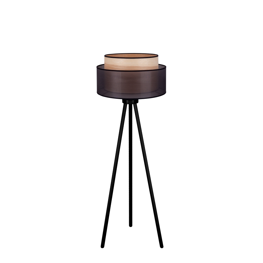 Duolla - Podna lampa WOOD BOHO 1xE27/15W/230V pr. 45 cm crno/bež