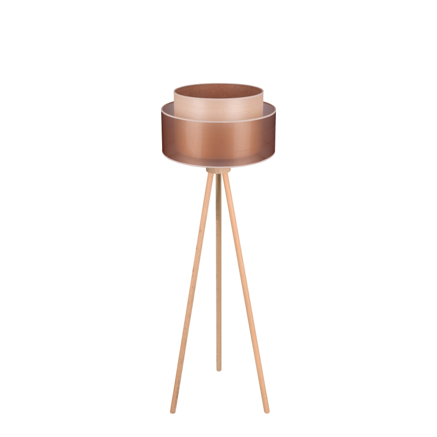 Duolla - Podna lampa WOOD BOHO 1xE27/15W/230V prečnik 45 cm bakarna/braon/bež