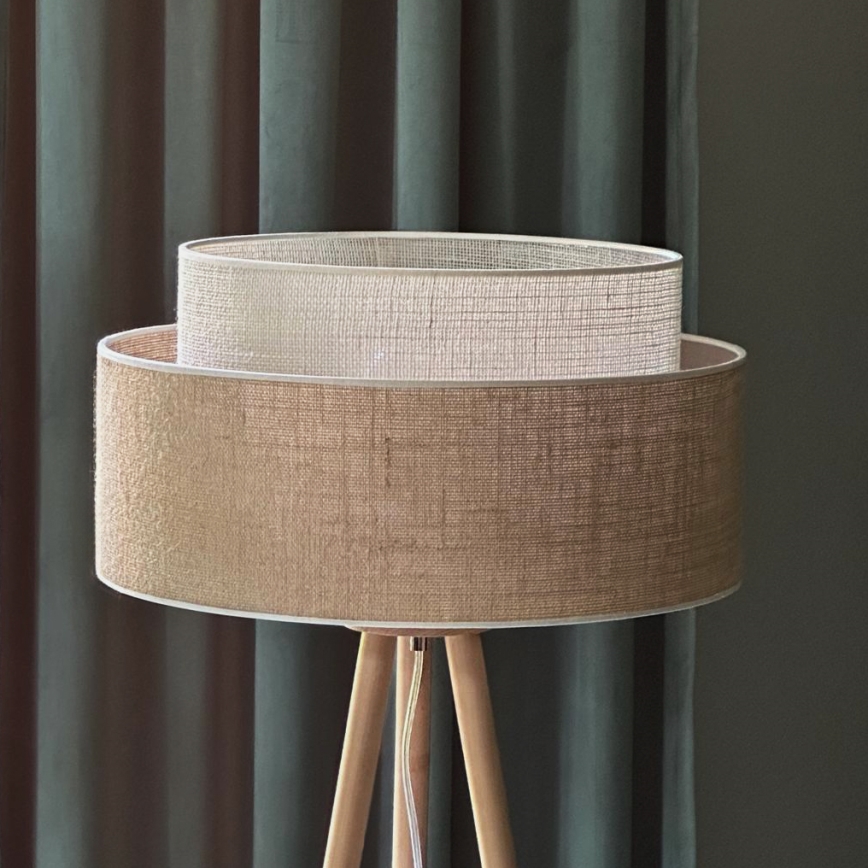 Duolla - Podna lampa YUTE BOHO 1xE27/15W/230V pr. 45 cm braon/kremasta
