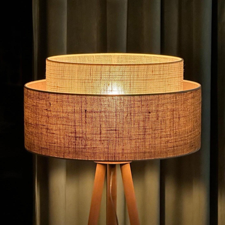 Duolla - Podna lampa YUTE BOHO 1xE27/15W/230V prečnika 45 cm braon/krem