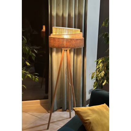 Duolla - Podna lampa YUTE TRIO 1xE27/15W/230V pr. 45 cm braon/sivo/bež